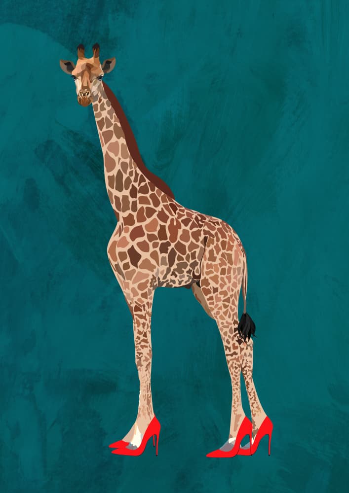 Stylish Giraffe in Red Heels by Sarah Manovski — canvas wall art
