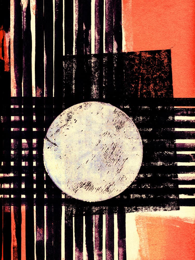 Black Stripes White Circle by Petr Strnad — canvas wall art