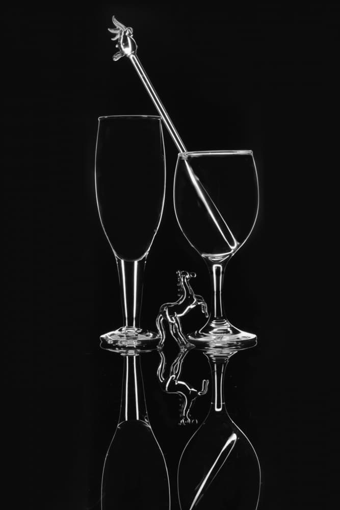 Elegant Glassware Reflection by PARTHA BHATTACHARYYA — canvas wall art