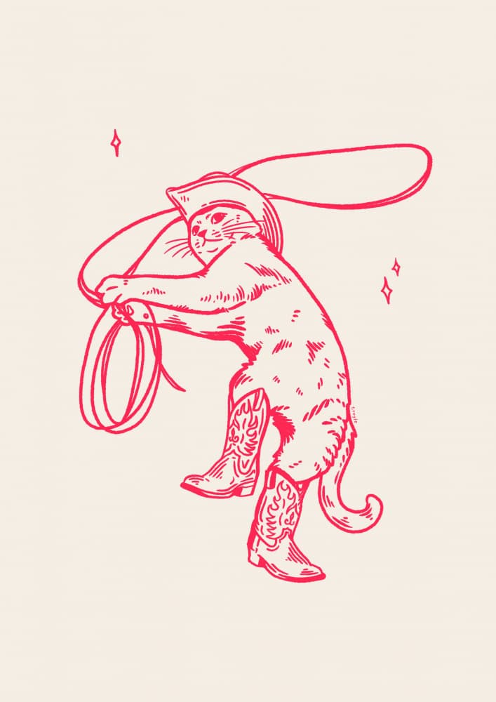 Whimsical Cowboy Cat by Tara Royle — canvas wall art