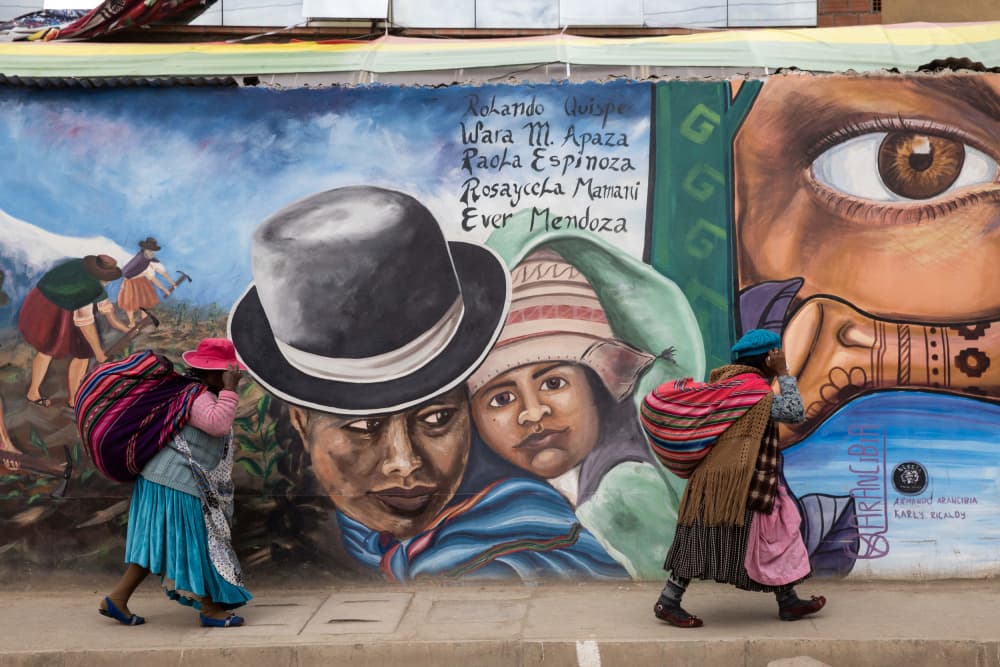 Andean Women Street Mural by Ella Waldman — canvas wall art