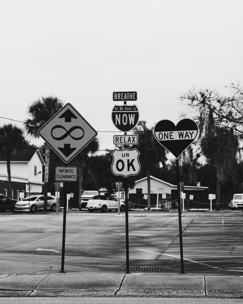 Mindful Street Signs by Del Mundo Imagery — canvas wall art