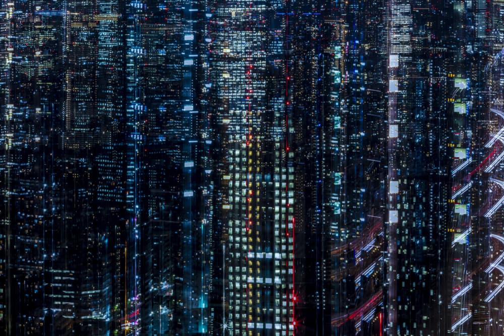 Abstract City Night by Sasaki Makoto — canvas wall art
