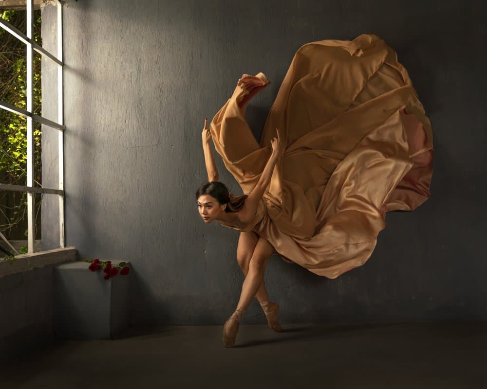 Golden Fabric Dance by Magdalena Fifi — canvas wall art
