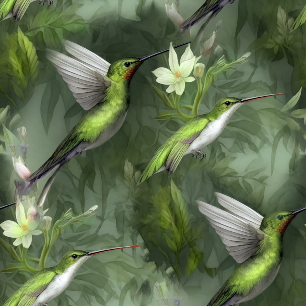 Tropical Hummingbird Pattern by Justyna Jaszke — canvas wall art