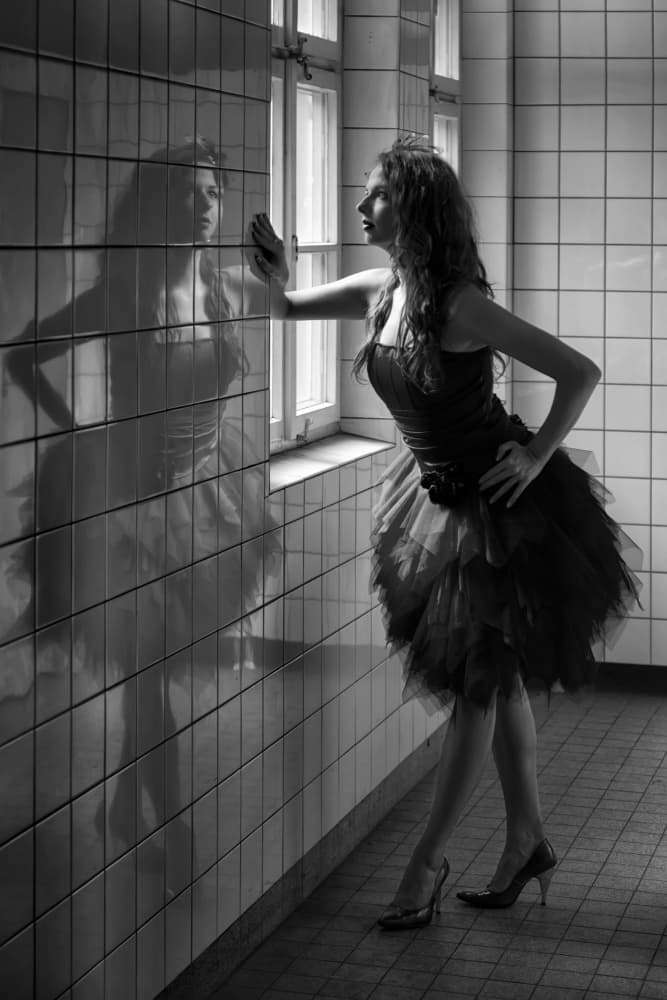 Elegant Woman Reflecting by Angéla Vicedomini — canvas wall art