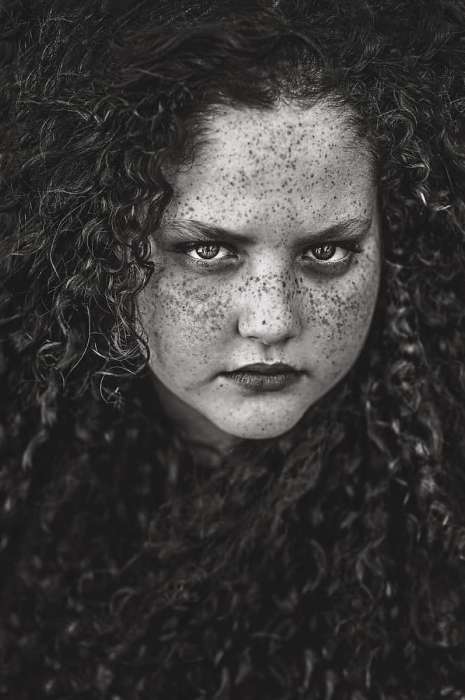 Intense Freckled Gaze by Carmit Rozenzvig — canvas wall art