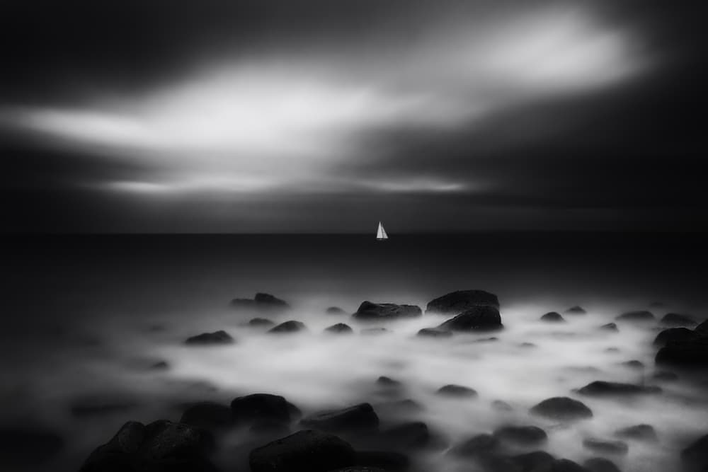 Lone Sailboat Seascape by Catalin Alexandru — canvas wall art