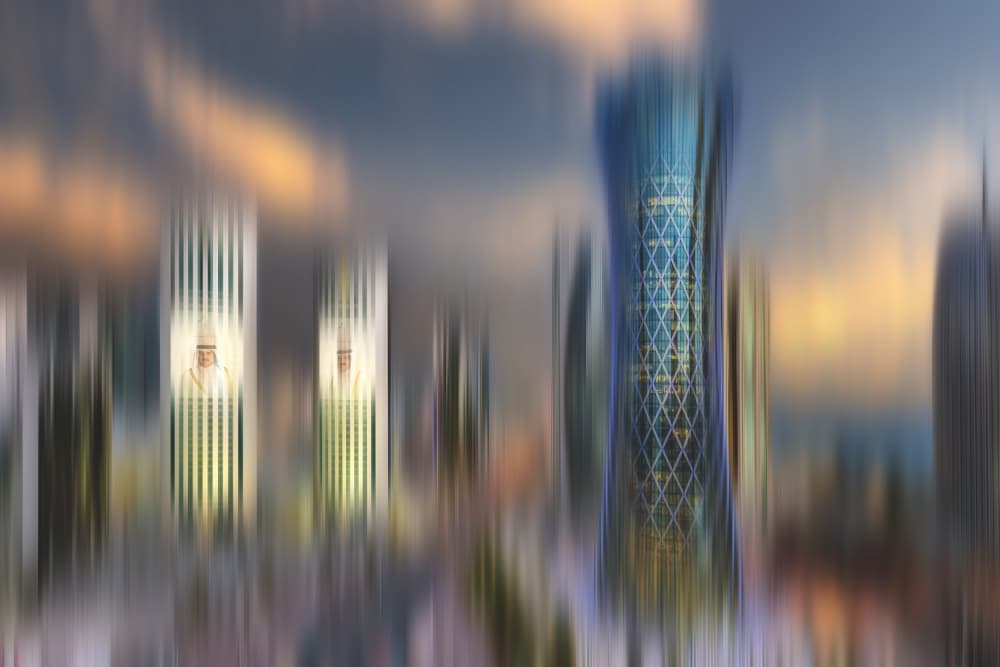Dynamic Doha Skyline by Abdelkader Allam — canvas wall art