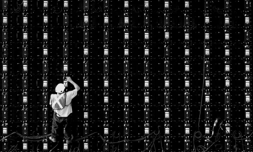 Worker on Digital Panel by Jian Wang — canvas wall art