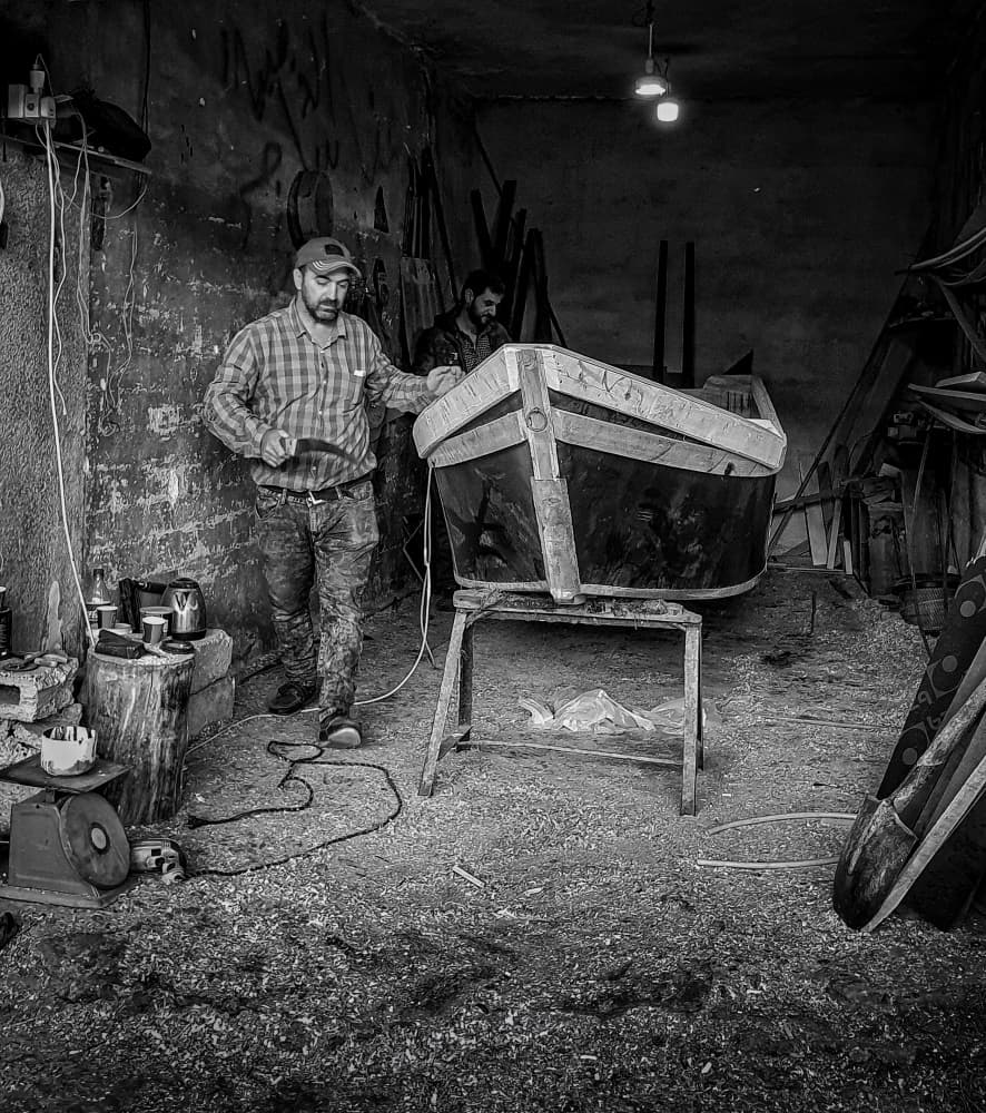 Rustic Boat Workshop by Bashar Alsofey — canvas wall art