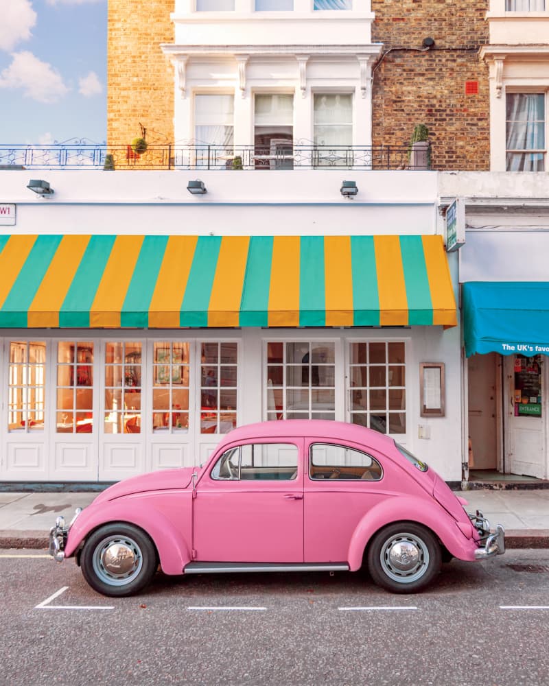 Vintage Pink Beetle Street by Gabor Estefan — canvas wall art