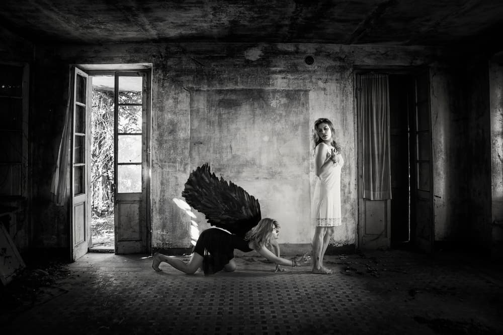 Dark Angel And Woman by Madison — canvas wall art