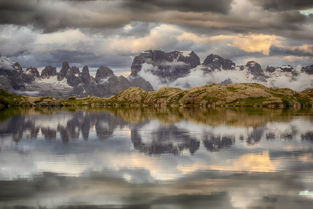 Moody Mountain Reflection by Paolo Bolla — canvas wall art