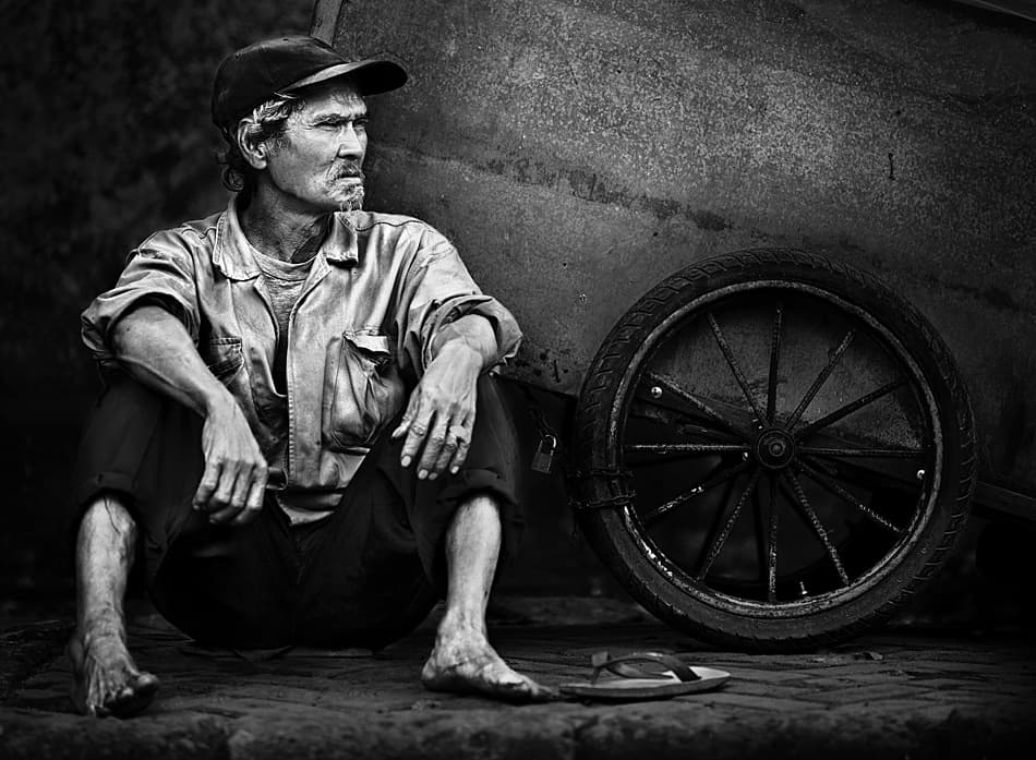 Pensive Old Man by Sebastian Kisworo — canvas wall art