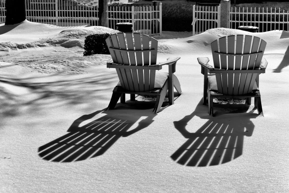 Adirondack Chairs Winter Shadows by John Hoey — canvas wall art