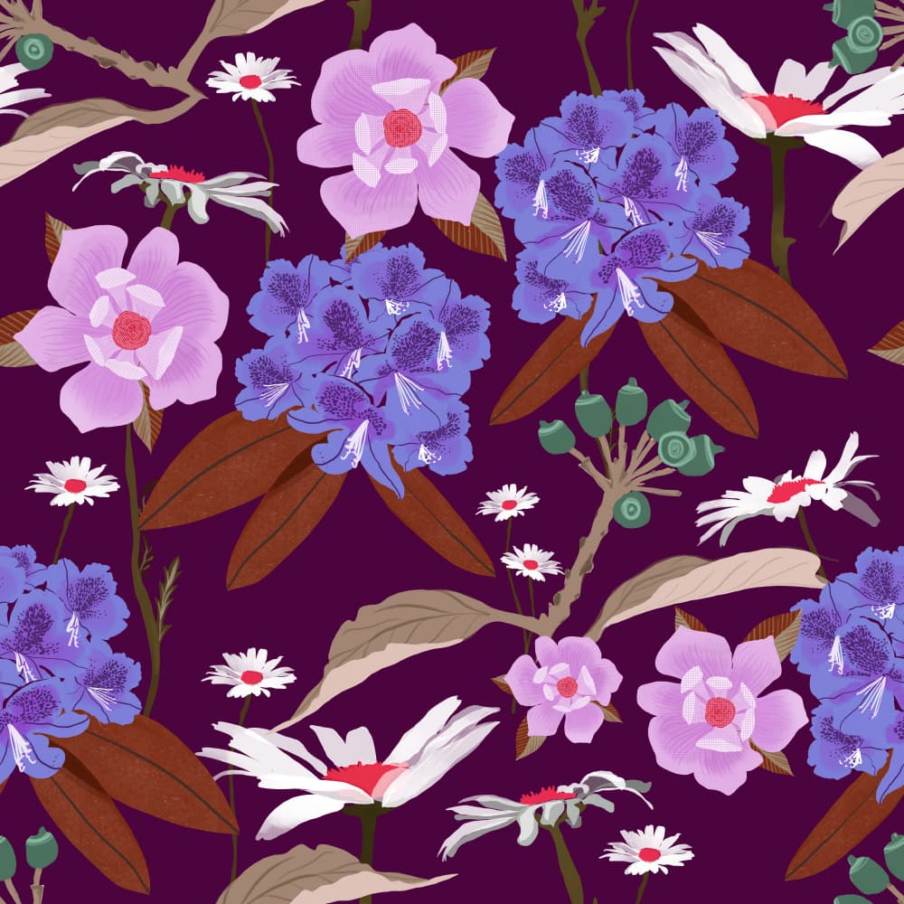 Vibrant Floral Pattern by Charlotte Trudgett — canvas wall art