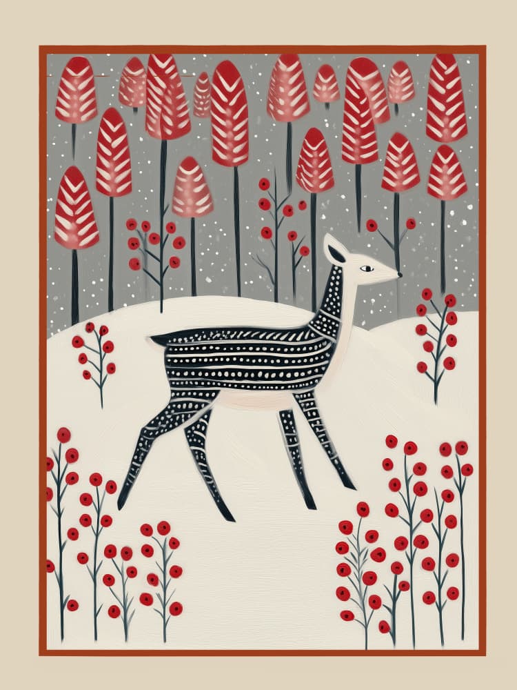 Whimsical Winter Deer by City Art — canvas wall art