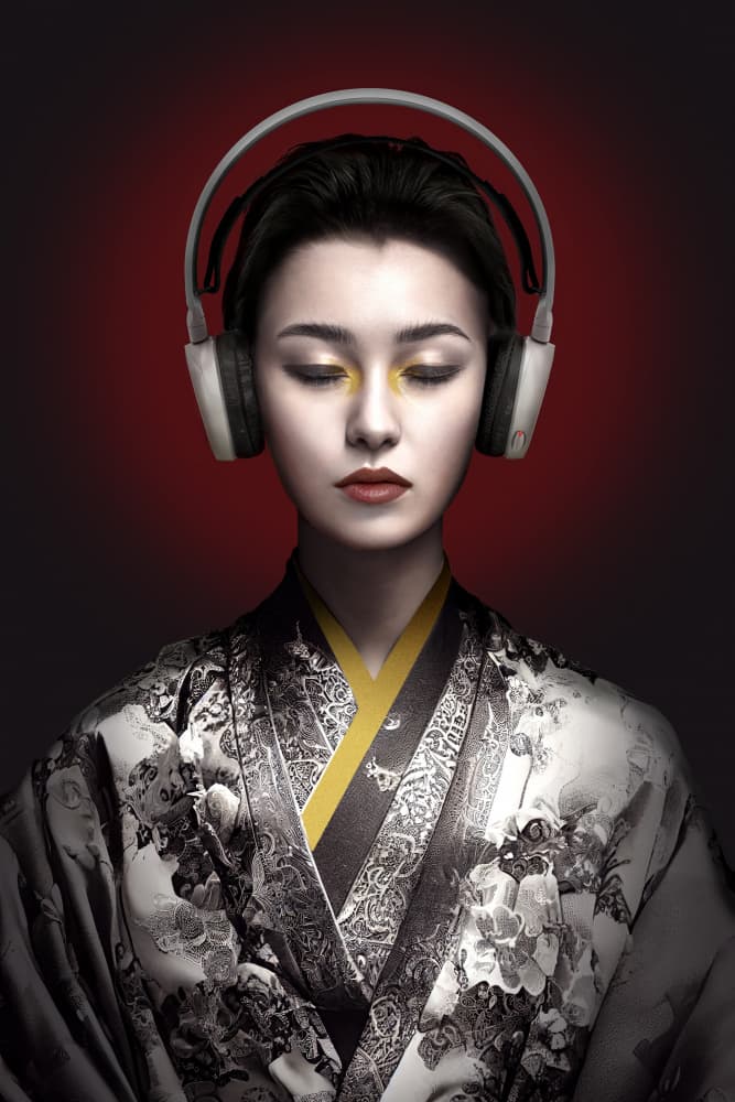 Modern Geisha Headphones by Marcel Egger — canvas wall art