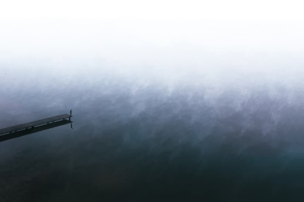 Misty Lake Dock by Witold Ziomek — canvas wall art