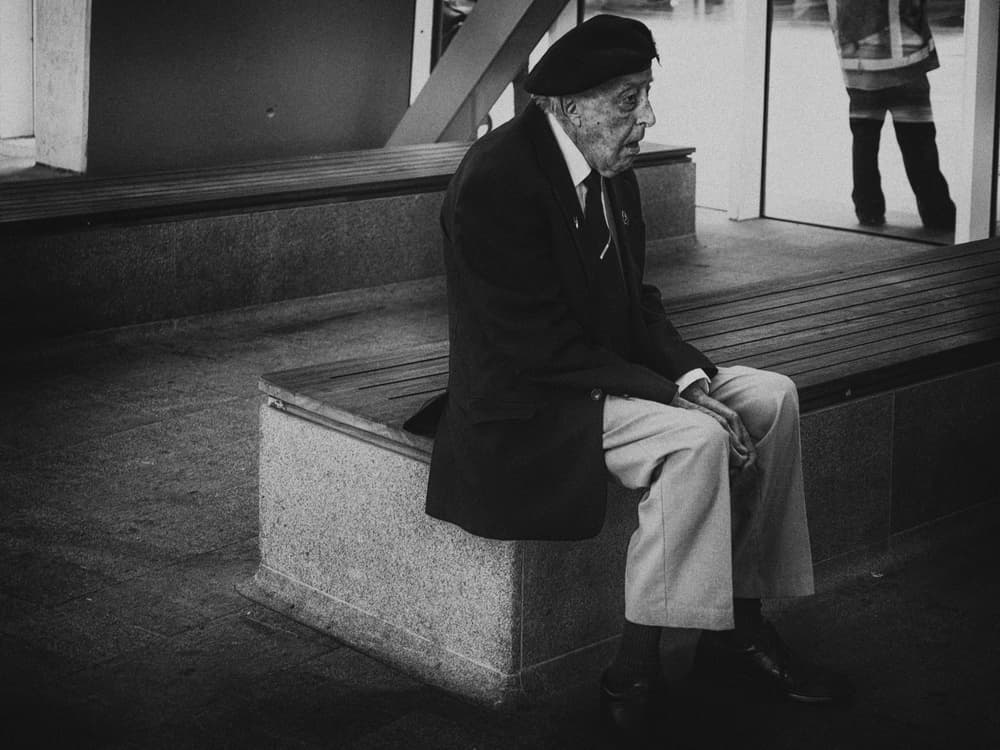 Elderly Man Pensive Moment by Luc Vangindertael (laGrange) — canvas wall art