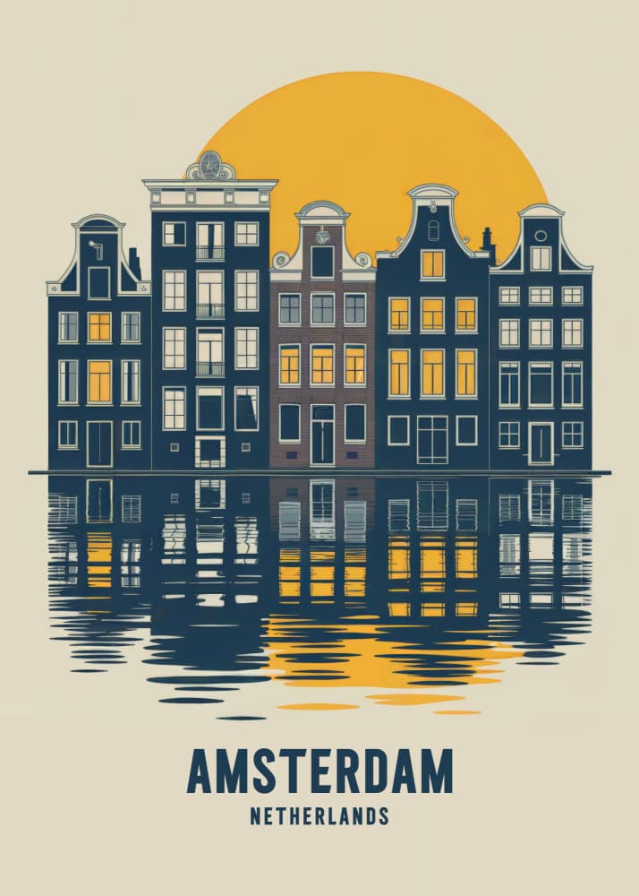 Amsterdam Canal Glow by Andreas Magnusson — canvas wall art
