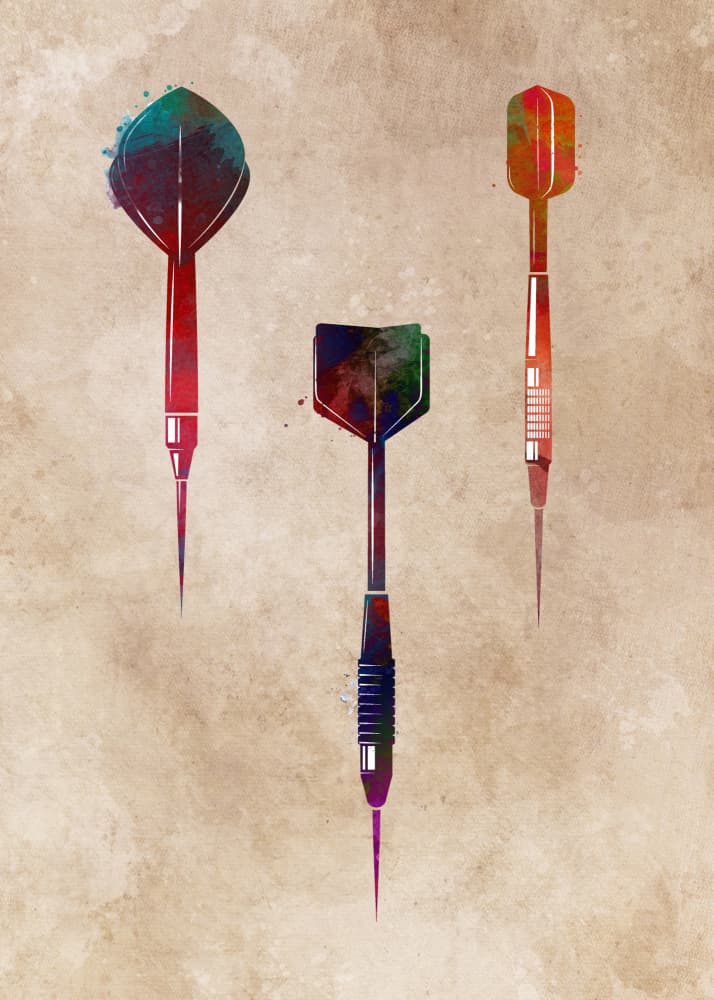 Colorful Watercolor Darts by Justyna Jaszke — canvas wall art