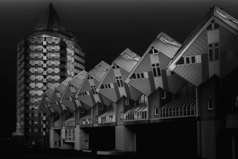 Striking Geometric Buildings by Henk Langerak — canvas wall art