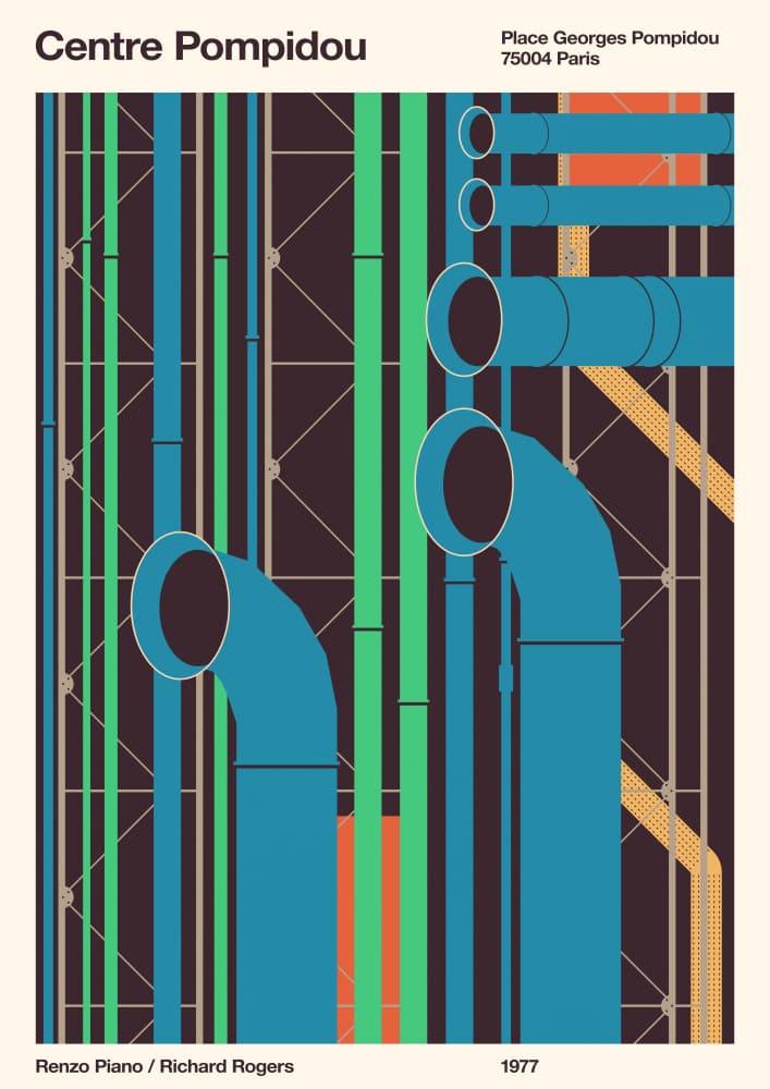 Colorful Architectural Pipes by Florent Bodart — canvas wall art