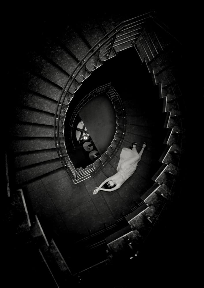 Spiral Staircase Elegance by YASUTOSHI HONJO — canvas wall art