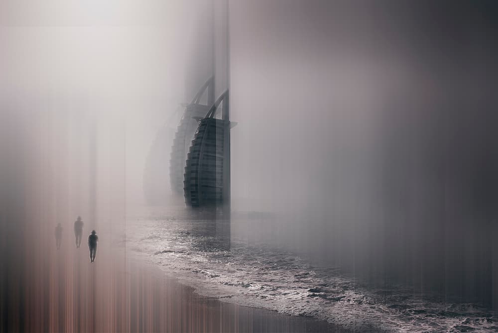 Misty Beach Cityscape by Carmine Chiriacò — canvas wall art