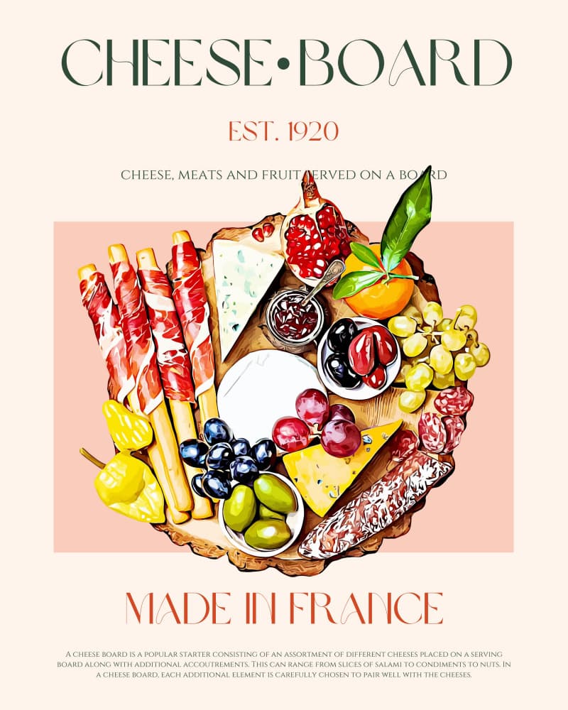 Gourmet Cheese Board by Nazma Khokhar — canvas wall art