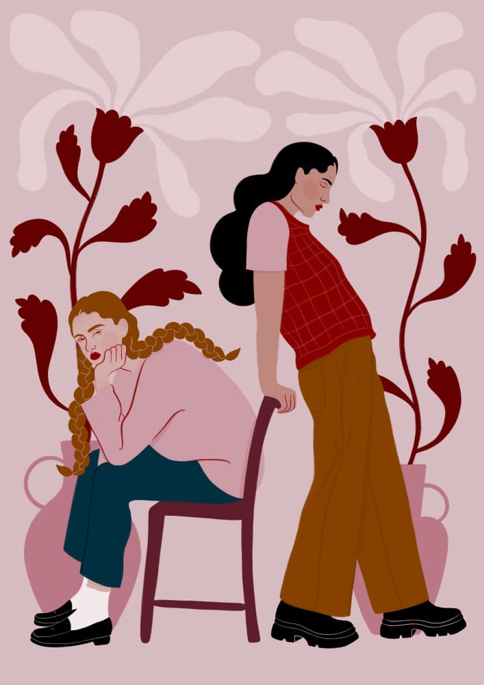 Pensive Women Floral Mood by Ida Alvarsson — canvas wall art