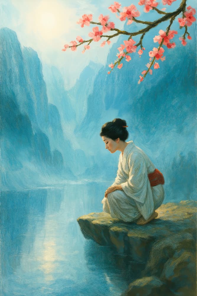 Cherry Blossom Contemplation by Natalie Bruns — canvas wall art