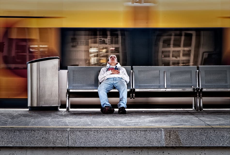 Man Waiting Subway Station by Carlos Costa — canvas wall art