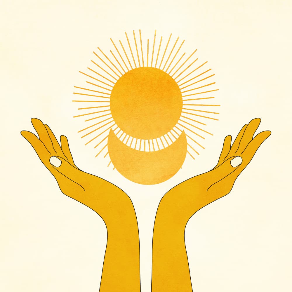 Golden Hands Sun Moon by Nadjaa — canvas wall art