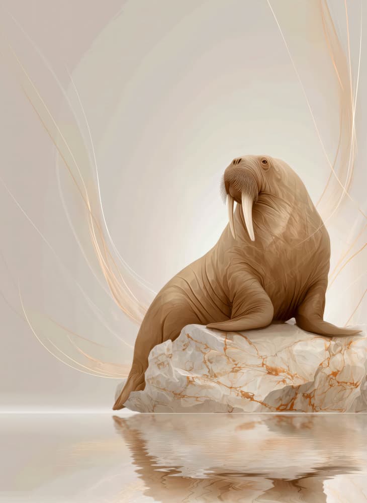 Elegant Walrus Reflection by Justyna Jaszke — canvas wall art