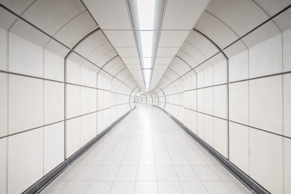 White Curving Tunnel by Rafael L. Bardají — canvas wall art