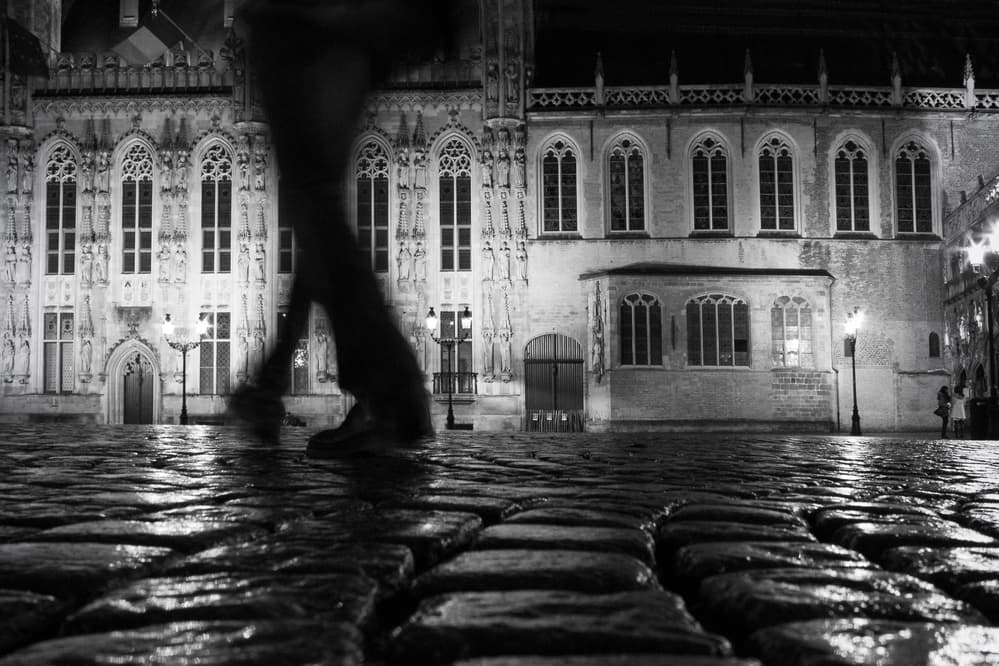 Gothic City Night Walk by Hilde Ghesquiere — canvas wall art
