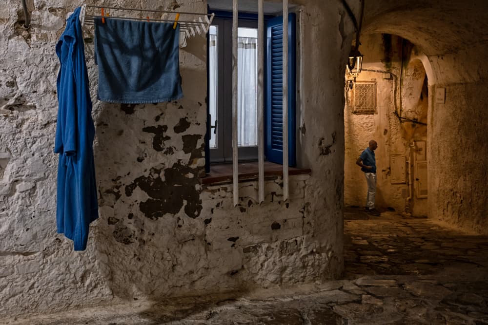 Blue Laundry Alley by Luca Domenichi — canvas wall art