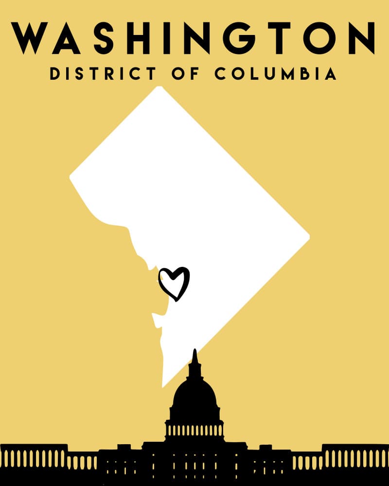 Washington DC Heart Map by Emiliano Deificus — canvas wall art