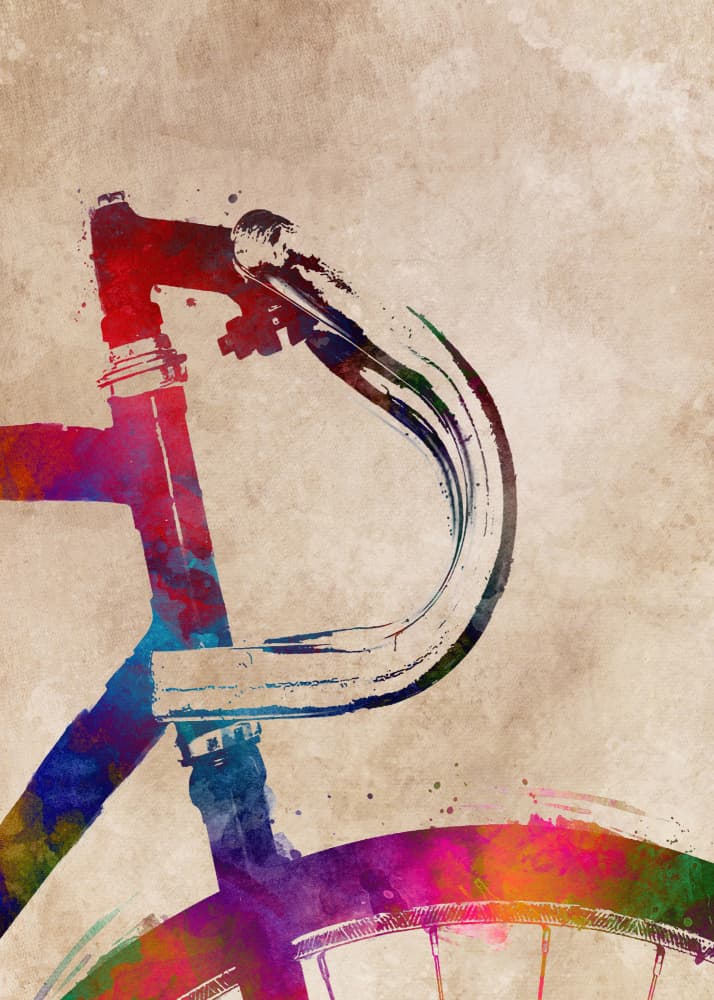 Vibrant Watercolor Bicycle by Justyna Jaszke — canvas wall art
