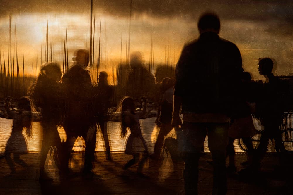 Golden Hour Marina Crowd by Ekkachai Khemkum — canvas wall art