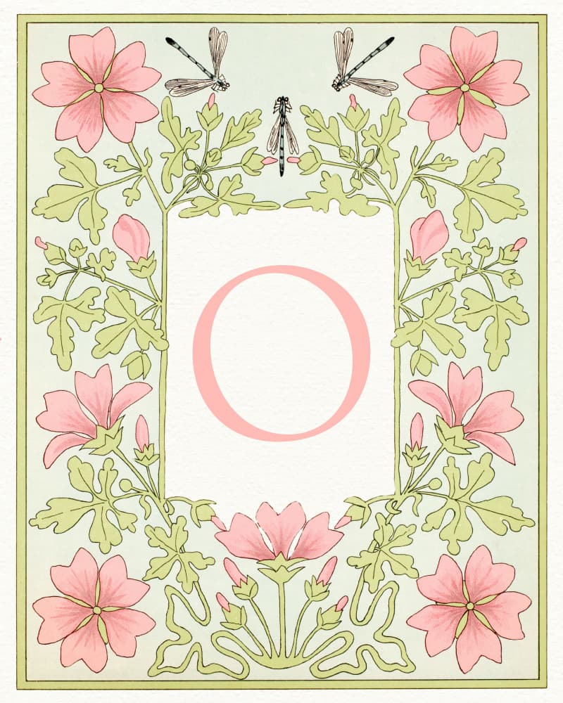 Elegant Floral Letter O by Wild Violets — canvas wall art