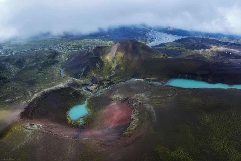 Vibrant Volcanic Landscape by Johnny Zhang — canvas wall art
