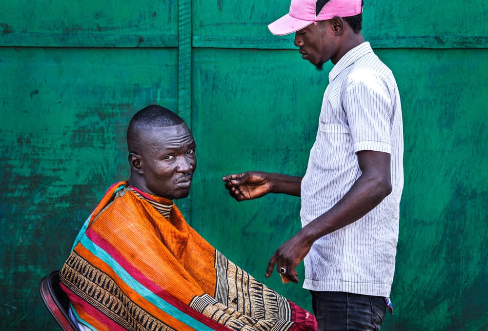 Street Barber Session by Joxe Inazio Kuesta Garmendia — canvas wall art