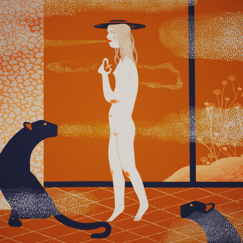 Mysterious Woman and Panthers by Luca di Napoli — canvas wall art