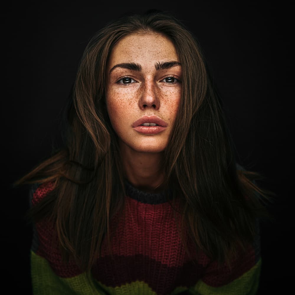 Intense Freckled Portrait by Martin Krystynek MQEP — canvas wall art