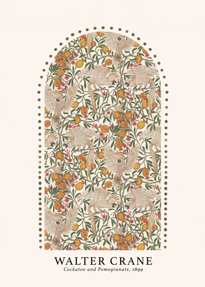 Cockatoo and Pomegranate by Walter Crane — canvas wall art