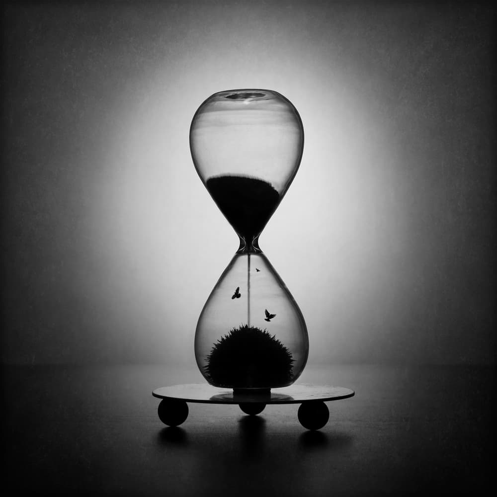 Time Flies Hourglass by Victoria Glinka — canvas wall art